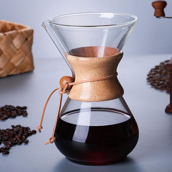 

1pc 1000ml glass coffee pot dripper moka tea maker percolator barista tools espresso manual kettle teapot with stainless steel q1218
