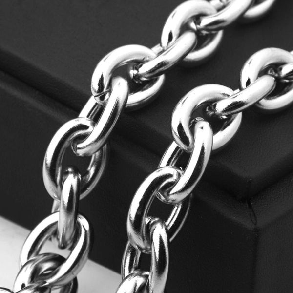 

fashion men women rolo oval link chain necklace jewelry silvercolor 316l stainless steel o-chain gift 8/11/13/15mm 7-40inch, Silver