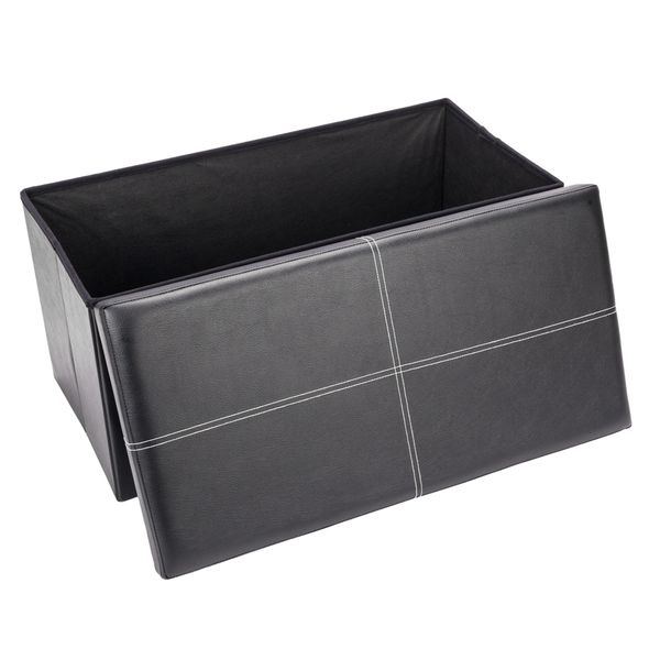 

3l folding storage ottoman bench foot rest surface with line stool storage cabinet chest practical pvc leather footstool ship from usa