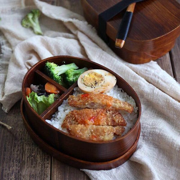 

new wooden lunch boxes for food japanese style sushi bento lunchbox for kids school outdoor dinnerware bowl food container wmtcdy bdesybag