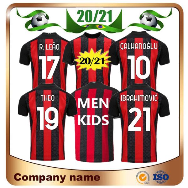 

20 21 ac milan new soccer jerseys player versio ibrahimovic piatek football shirt paqueta suso higuain calhanoglu caldara men+kids jerseys, Black