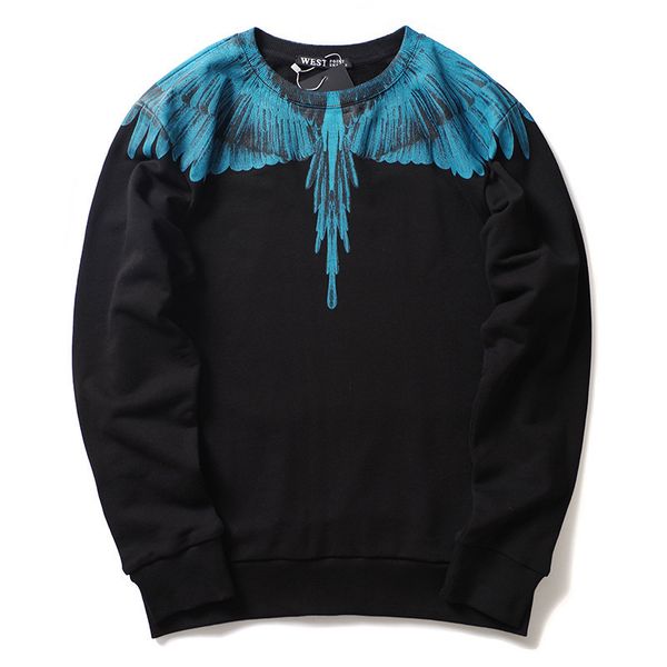 

new couple clothes hip-hop wings color printing clothes loose cotton sweater men's and women's student clothes, Black