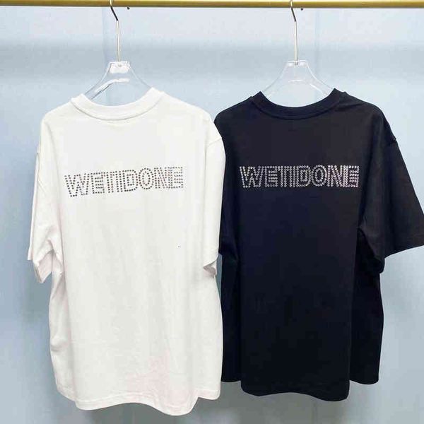 

women's t-shirt drill short sleeve simple letter back small square standard round neck loose casual couple g1oc, White