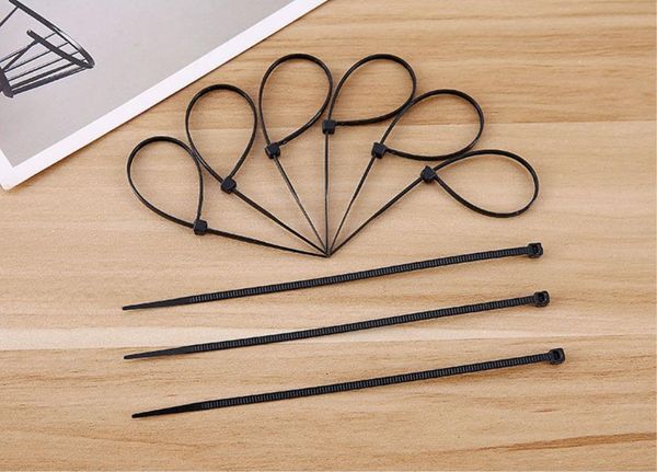 

cable zip nylon self locking heavy duty wire ties 100mm 150mm 200mm sizes 100 pieces each pack black white two colo