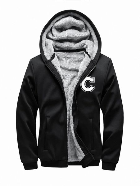 

men letter graphic teddy lined zipper front hooded jacket 76hc#, Black;brown