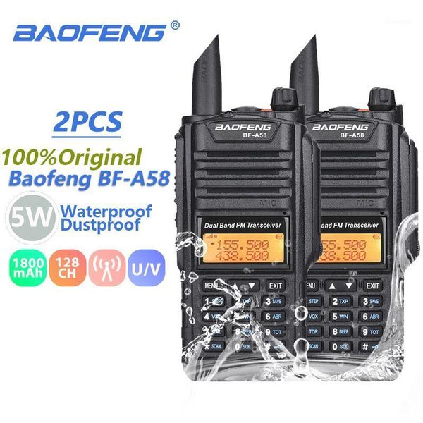 

2pcs baofeng bf-a58 walkie talkie 10km ip67 waterproof walky talky professional tranceiver radio amateur a58 ptwo-way radio1