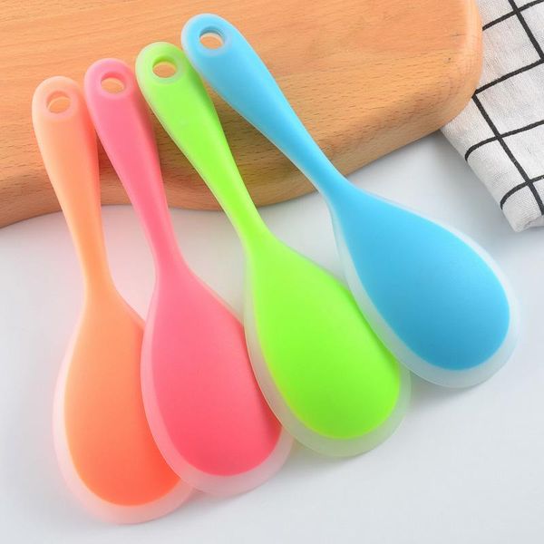 

spoons 1pc anti-scalding pot rice silicone spoon high-temperature-resistant durable kitchen gadgets non-stick cooking