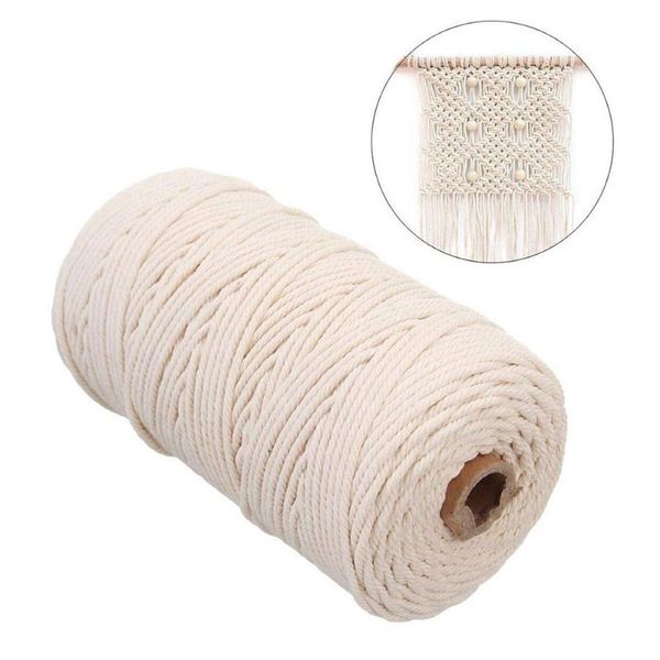 

yarn macrame cotton cord wall hanging handmade rope craft decorative dream catcher home textile 2mm x 200m, Black;white