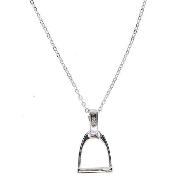

chains 2021 100% 925 sterling silver high polish iron stirrup horse style pendants equestrian necklace