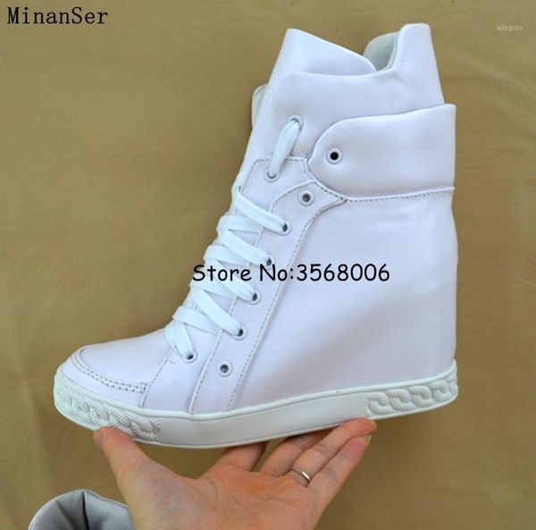 

boots genuine leather suede patchwork high platform casual shoes lace up height increasing lady short outdoor leisure shoes1, Black