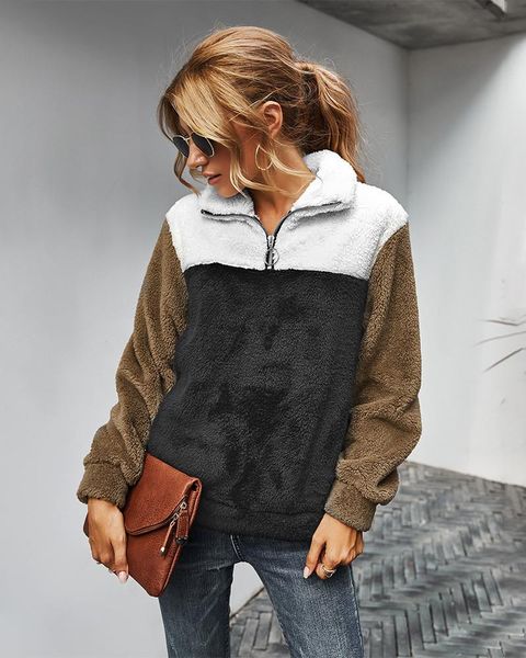

women zipper sweatshirts clothing fashion trend long sleeve thick hoodies female spring winter new casual loose, Black