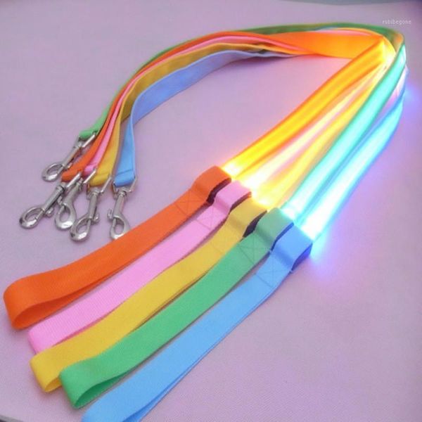 

nylon led light up dog leash night safety led flashing glow in dark dog collar pet supplies cat drawing small lead leash1