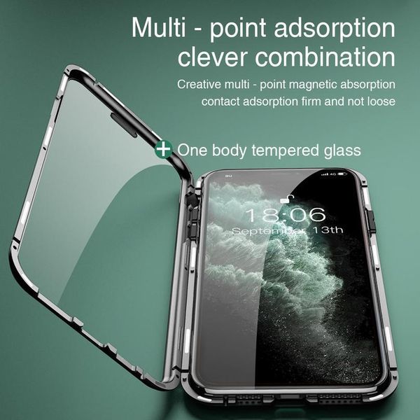 

double side magnetic case for iphone 12pro max 11 xr xs x 8 7 6s plus coque magnetic glass phone c qylzhy