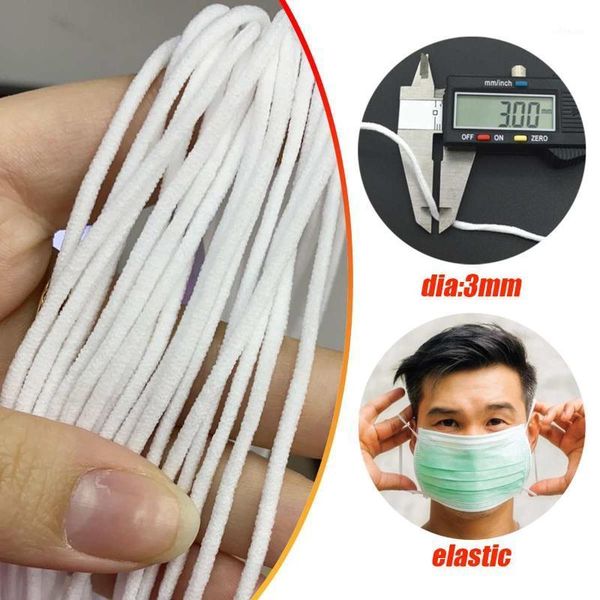 

100m length elastic bands colorful nylon elastic band round rubber sewing rope mask ear hanging diy line fabric apparel tools1, Black;white