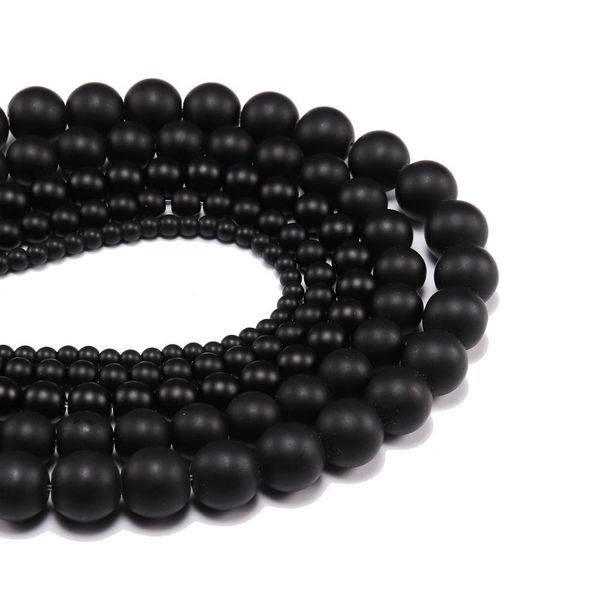 

1strand lot black dull polish matte glass beads 4 6 8 10 12mm 15'' round loose spacer bead for diy jewelry making bulk wholesale h