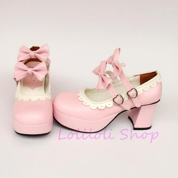 

boots princess sweet punk shoes loliloli yoyo japanese design custom big size pink bright skin buckle strap high-heeled lf1171, Black
