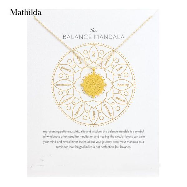 

chains the balance mandala necklace center circle gold dipped pendant clavicle chain women jewelry e004, Silver
