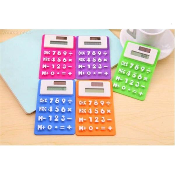 

mini foldable silicone calculator solar energy candycolor creative magnetic student card calculadora school office use tool epack