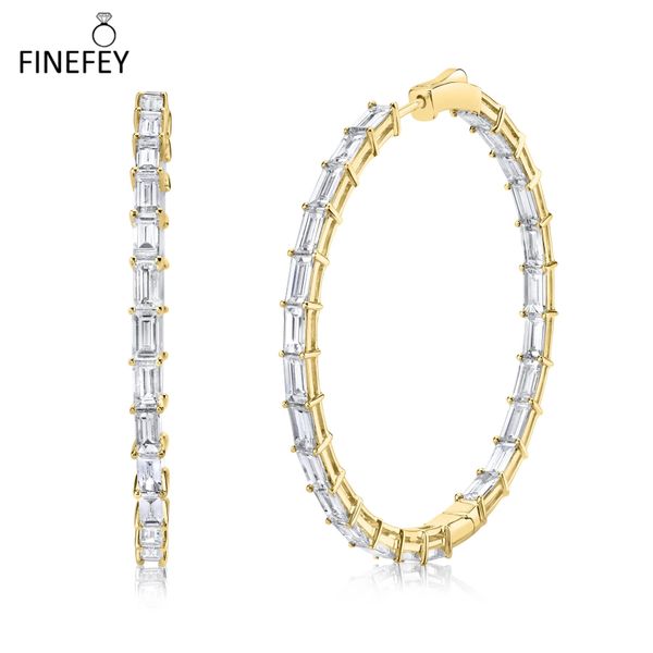 

jewelry sets finefey s925 sterling silver baguette cubic big hoop earrings
