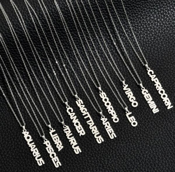

zodiac 2020 constellation new personalized necklaces custom titanium steel letter necklace birthday jewelry gifts