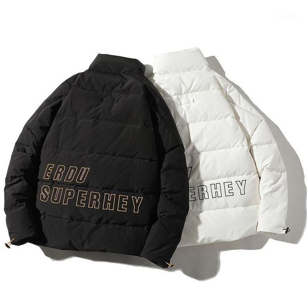 

winter 2020 new ins trend letter embroidered cotton padded jacket jacket stand collar loose warm cotton padded man1, Black