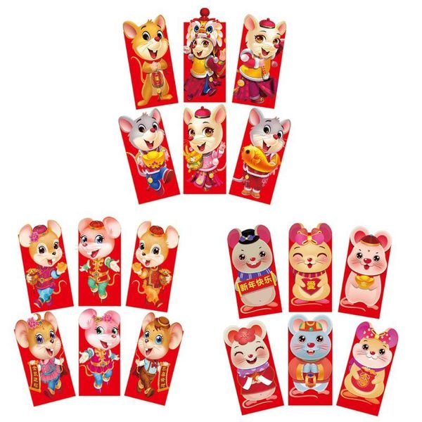 

greeting cards 6pcs/set 2021 chinese year red money envelope of the rat packet bags