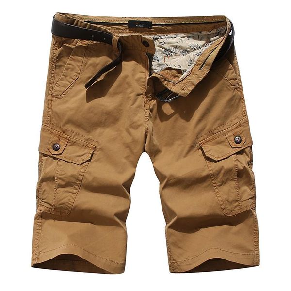 

men shorts fashion casual short pants khaki solid color cargo pant plus size cootton summer brand clothing c1833, White;black