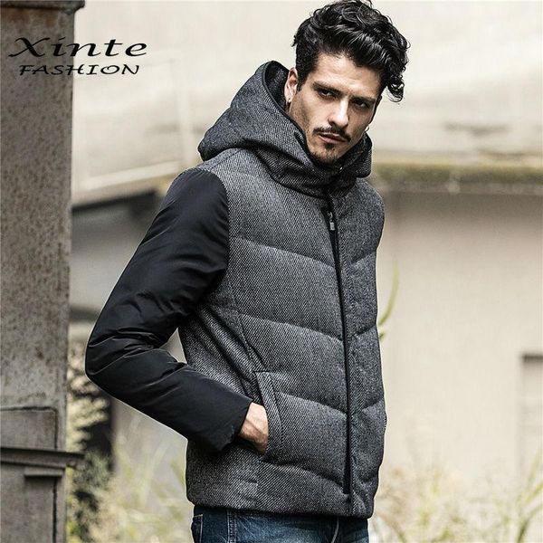 

men's winter jacket outwear warm down coat hood gift parkas thick overcoat1, Black