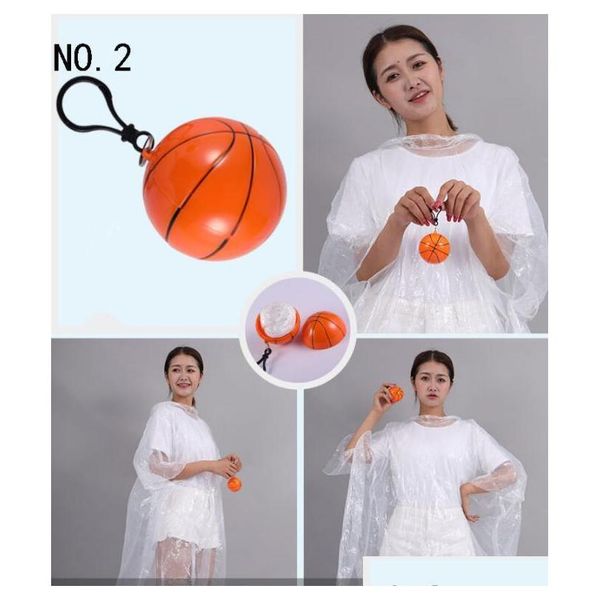

disposable raincoat plastic ball key chain raincoats mini basketball football rain covers travel tour trip qylrrq tore2010