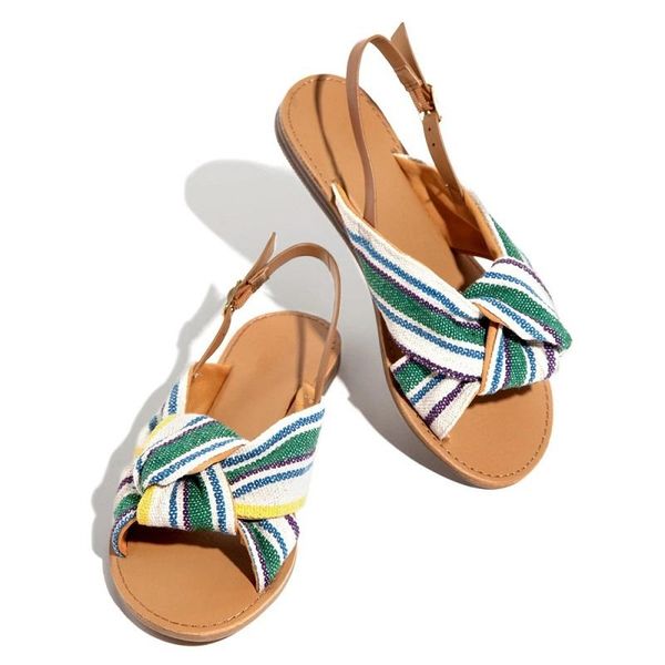 

women sandals bow tie 2021 summer casual fashion flats print denim leopard shoes beach ladies ankle strap buckle female sandals, Black