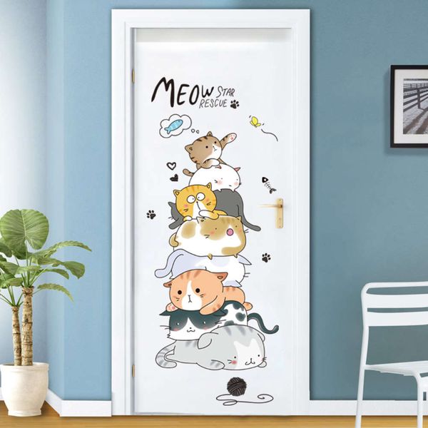 

creative cute cat door bedroom children's room dormitory wall decoration self adhive sticker