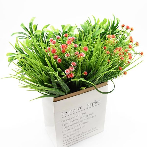 

7 вилок 1bundle дешевые искусственные растения зеленая трава пластиковые цветы свадьба весна летняя гостиная рождественские украшения дома е