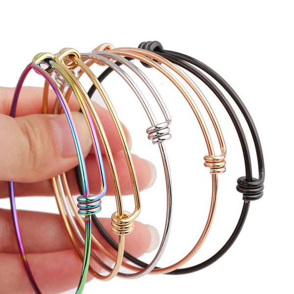 

1.8mm 1.6mm thickness fnixtar bracelets 50pcs/lot stainless steel expandable wire cable bangle jump ring 55/60/66mm y112, Black