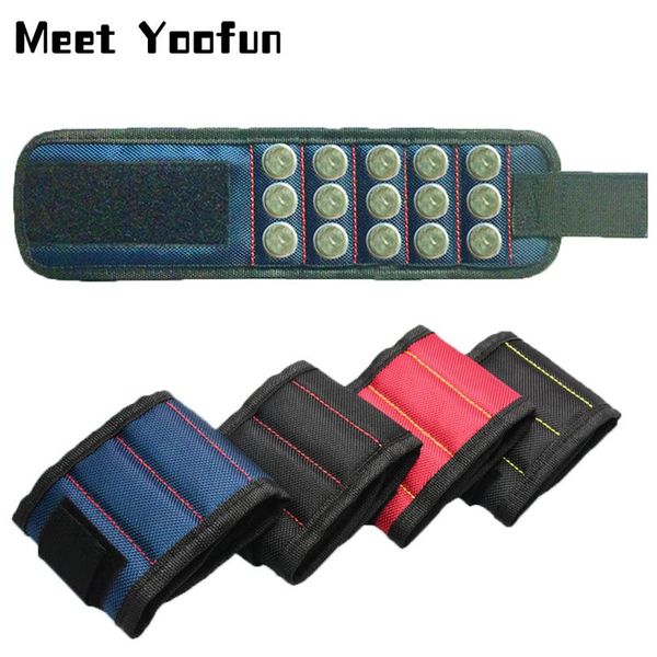 

15 magnets wrist bag magnetic bracelet tool storage bag repair tool magnetic wristband holding screws storage too bbyerq