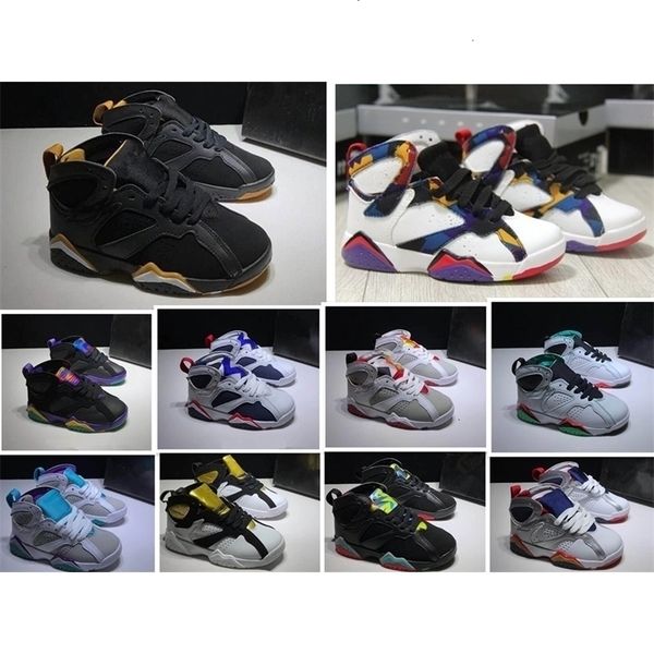 

black sports kids vii red new basketball shoes  7s leather toddler children zapatos sneakers 11c-3y