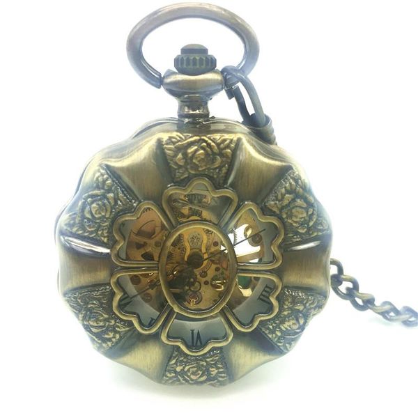 

new vintage flower steampunk matic fob locket pocket watch with chain necklace men women's gift sqcqzx, Silver