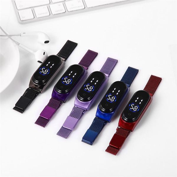 

relogio feminino fashion touch screen led women watches ladies casual magnetic mesh belt electronic digital watch zegarek damski wmtyav, Silver