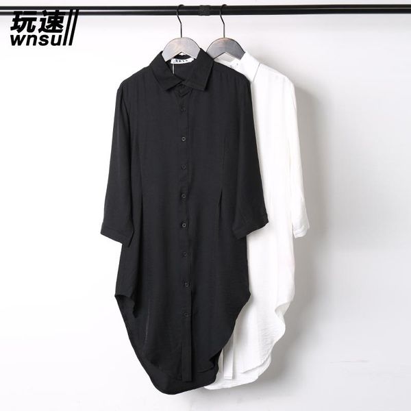 

s-6xl 2021 summer thin fluid half sleeve shirt male medium-long linen shirt long gown leisure long, White;black