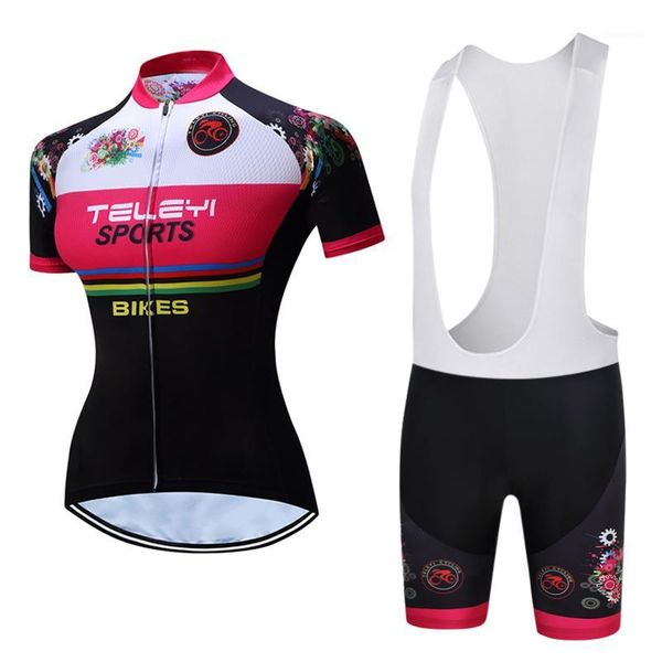 

racing sets 2021 women cycling jersey bib short set summer road bike clothing suit triathlon bicycle clothes skinsuit kit maillot sweatshirt, Black;blue