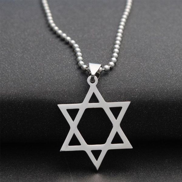

pendant necklaces fashion stainless steel hexagram bead chain sweater necklace, Silver