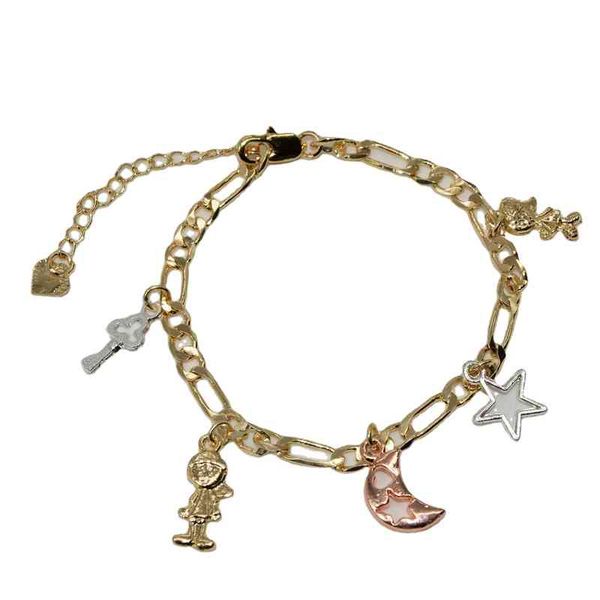

fine jewelry 18k gold various shapes charm bracelet women, Golden;silver