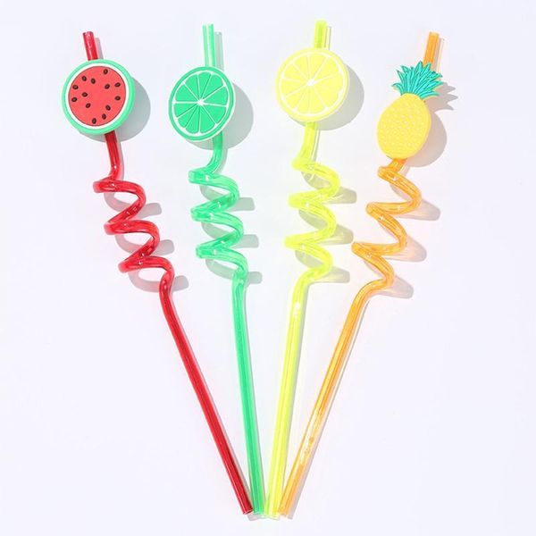 

4pcs reusable pvc drinking straws cute fruit straws hawaii party table decor1