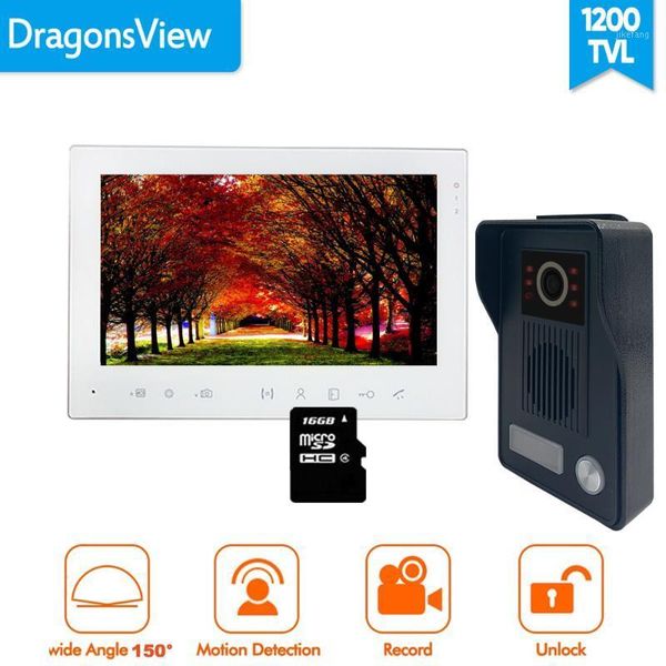 

[wide angle 150Â°] dragonsview 7 inch wired video door phone doorbell with camera home intercom system door access control unlock1
