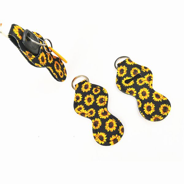 

chapstick keychains black holder neoprene sunflower lipstick print organizer bags cover wrap lip balm key rings wholesal, Silver
