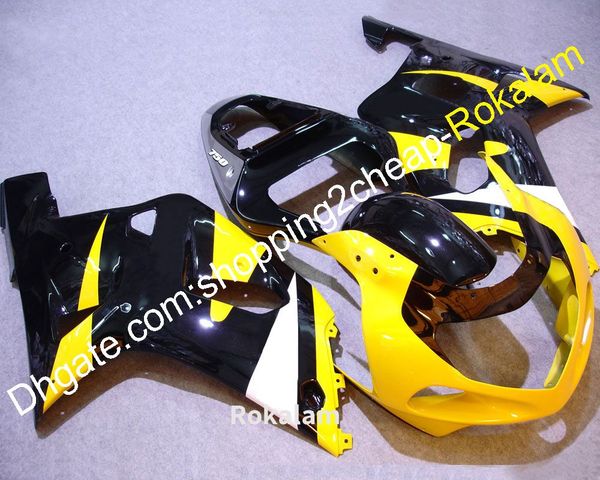 

motorcycle fit gsxr600 gsxr750 for suzuki gsxr 600 750 2001 2002 2003 k1 black yellow bodywork fairing aftermarket kit (injection molding)