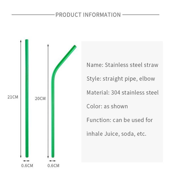 

10pcs/lot dropship 10 colors mixed reusable metal straws 304 stainless steel drinking straws with brush set bar party a qyluxn