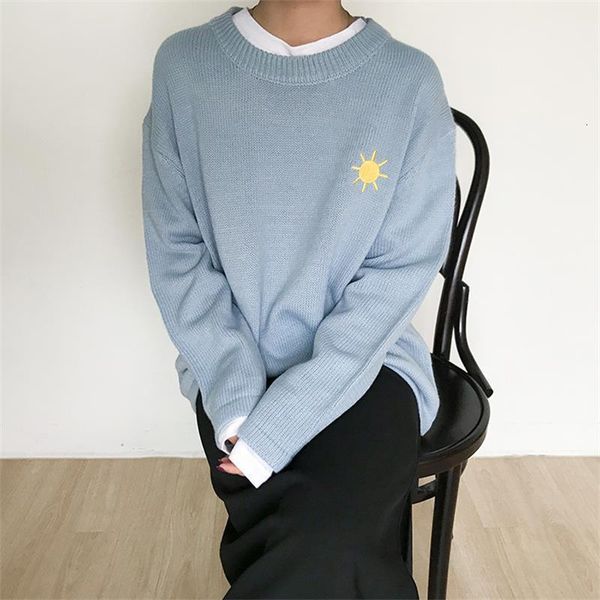 

womens casual sweaters japanese kawaii ulzzang cloud sun cartoon weather pullover female korean harajuku clothing for women, White;black
