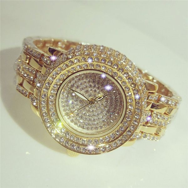 

рождественские подарок женщины часы женские наручные часы bs новая высококачественная цепь пользовательских золотых серебряных алмазных свер, Slivery;brown