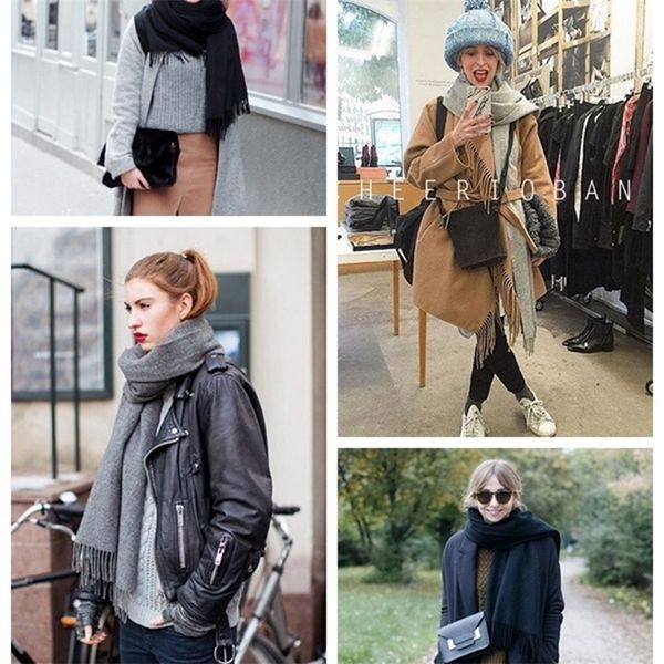 

new brand cashmere winter scarf scarves designer blanket scarves type tassel imitated pure color shawl tassel in autumn 201218, Blue;gray