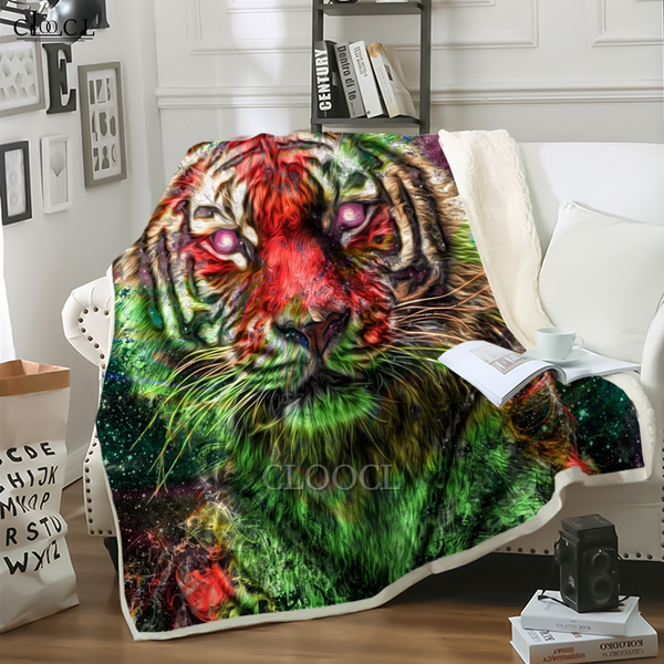 

cloocl blankets animal tiger beast 3d print sofa travel throw blanket plush quilt